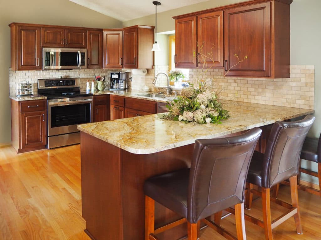 1-Natural Birch Raised Panel Refacing Granite Countertops